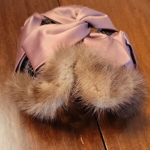 Elegant Pink and Brown Fur Women's Headband